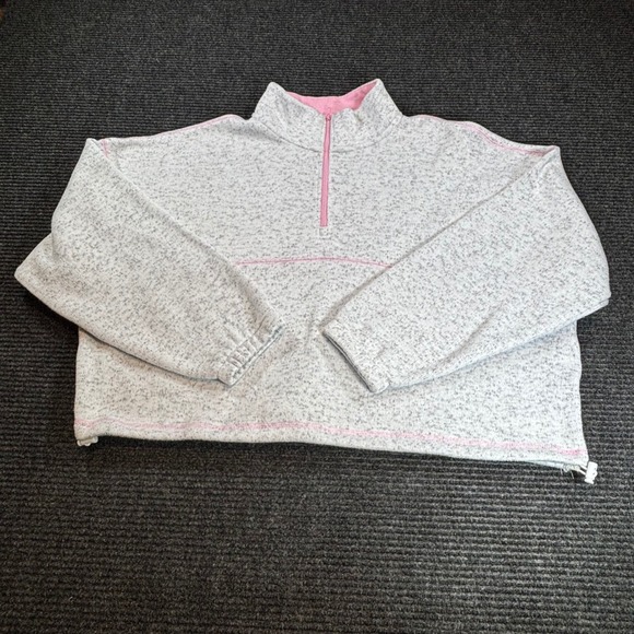Thread & Supply Tops - Thread & Supply Grey Pink‎ Hivo Pink Frosting Quarter Zip Fleece Pullover XL